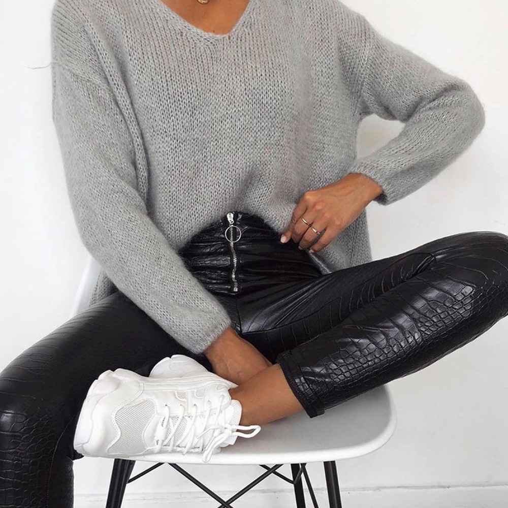 Elastic Waist Tie Zipper Casual Skinny Pants - Picture 3 of 11